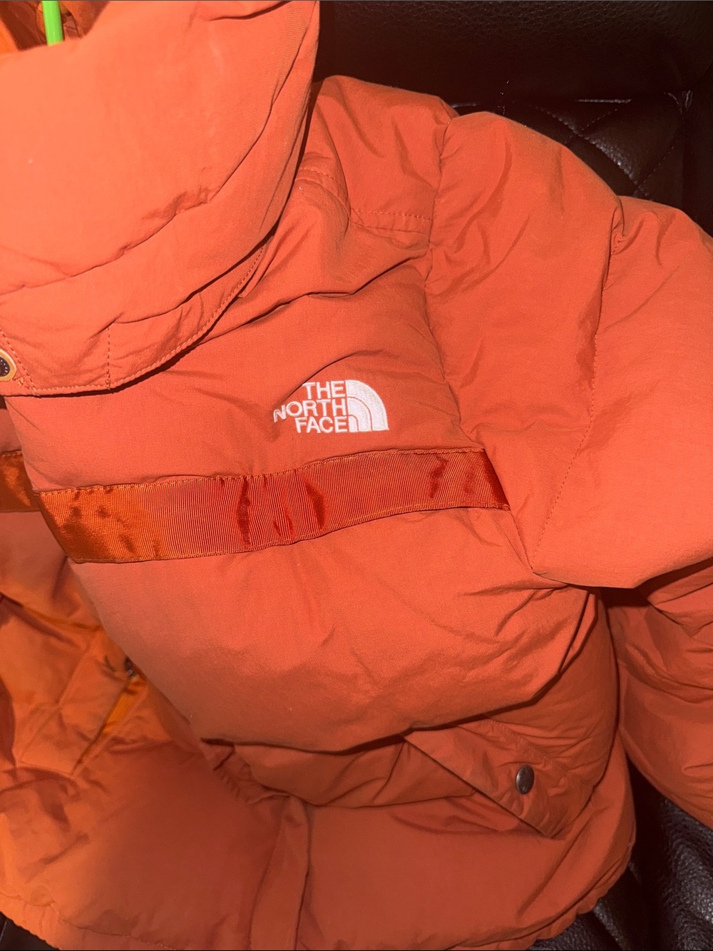 The North Face Bright Orange Hooded Puffer Coat - Picture 3 of 3